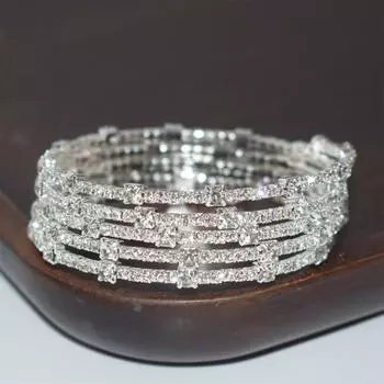 Регулируемый открывающийся сплав браслет блестящие стразы многослойный дизайн браслет на запястье золотистый