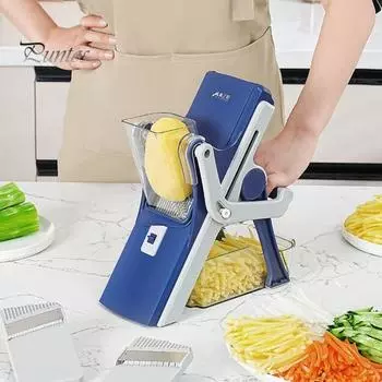 Регулируемый овощерезка-слайсер из нержавеющей стали с противоскользящей прокладкой, многофункциональный кухонный измельчитель, съемная конструкция для дома, ресторана, пекарни A