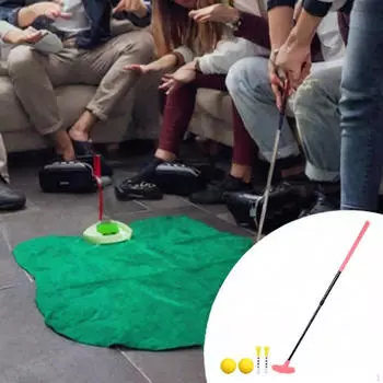 Регулируемый паттер для гольфа для домашней практики с 2 футболками и мячами для детей и взрослых розовый