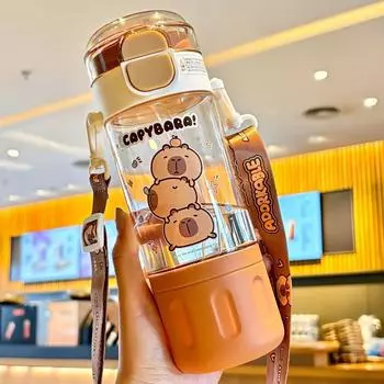 Регулируемый плечевой ремень Капибара Спортивная бутылка для воды Герметичная бутылка для напитков Легкая кружка для воды Дети кофейный