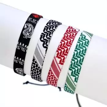 Регулируемый плетеный ремешок на руку с традиционными узорами, геометрический точечный цветной принт, платок, стильный браслет, браслет из плетения, соответствующий браслету красный