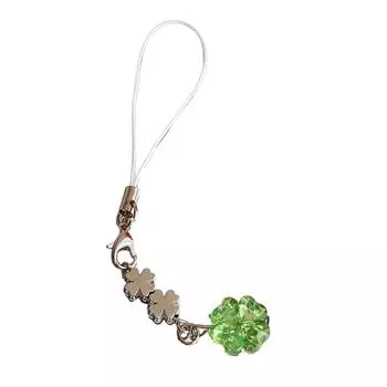 Регулируемый по длине брелок для телефона с подвеской «Клевер на удачу», зеленый, прочный, из акрила и сплава, для мобильных телефонов и сумок зелёный