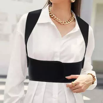 Регулируемый поддерживающий бандаж для верхней части спины для улучшения осанки и комфорта для мужчин и женщин Black XS S