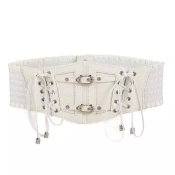 Регулируемый пояс-корсет из кожи с широкой талией, модные кружевные кушаки-пояса белый