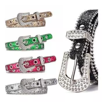 Регулируемый пояс со стразами для джинсов, блестящий пояс для женщин, ковбойский пояс для девочек-ковбоев, женская джинсовая юбка, пояс белый