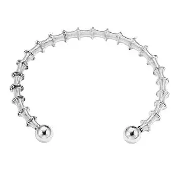 Регулируемый пружинный браслет Модный открывающийся C-образный браслет на руку Богемный браслет-цепочка из нержавеющей стали Женский аксессуар 2 серебряный