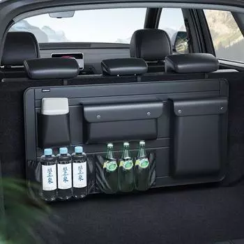 Регулируемый ящик для хранения автомобиля большой емкости на заднем сиденье, 5 сумок, органайзер для багажника, многофункциональные органайзеры из искусственной кожи для спинки автомобильного сиденья с сумкой чёрный
