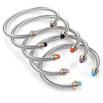 Регулируемый размер браслета, женский, витой, витой, из титановой стали C-образной формы