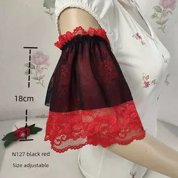 Регулируемый размер Слимминг рукав-перчатка Тонкий рукав Имитация рукава Длинный Короткий рукав Кружевной манжет Сокрытие шрамов Татуировка N127 black and red a pair of size adjustable