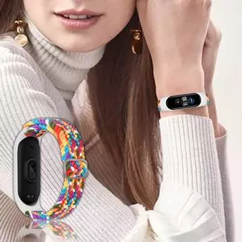 Регулируемый ремешок для часов с пряжкой, гибкий сменный тканый эластичный ремень для часов Xiaomi Mi Band 5/6/7