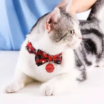 Регулируемый рождественский ошейник-бабочка для собак, снежинок, кошек, рождественский ошейник для собак, щенков, кошек XS красный