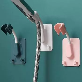 Регулируемый самоклеящийся кронштейн для душа в ванной, универсальный кронштейн для держателя душевой штанги для ванны на 360° синий