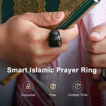Регулируемый счетчик для пальцев с кольцом, водонепроницаемый, компактный, легкий, с поддержкой приложения, цифровой счетчик, кольцо с напоминанием о молитве чёрный