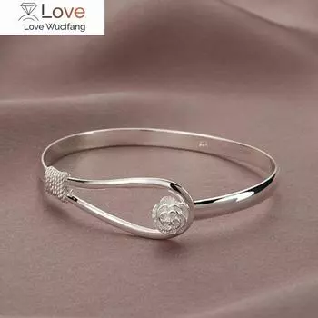 Регулируемый серебряный браслет с цветочным шармом и браслет для женщин, модные элегантные украшения для свадебной вечеринки Sl212