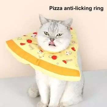 Регулируемый шнурок для домашних животных, ошейник для пиццы, мультяшный дизайн, мягкая ткань, анти-лизающий воротник после операции S жёлтый