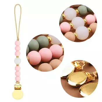 Регулируемый силиконовый зажим для пустышки, цветные бусины, держатель для пустышки, подарок для младенцев, удобный и безопасный аксессуар для кормления 3