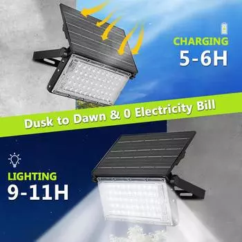 Регулируемый солнечный прожектор, портативный солнечный прожектор, уличный прожектор, работающий на солнечной энергии, водонепроницаемый, охранный светильник для ограждения двора