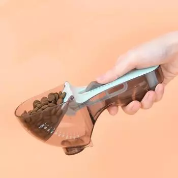 Регулируемый совок для кухни для собак, пластиковые мерные ложки со шкалой, набор для кормления хомяков и кроликов, аксессуары для контейнеров для домашних животных