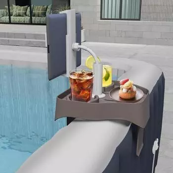 Регулируемый столик-поднос для джакузи с подстаканником, подставкой для телефона для большинства надувных бассейнов, спа, основные аксессуары для джакузи для взрослых