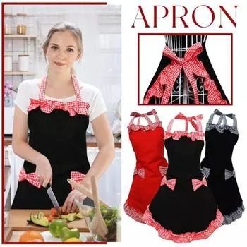 Регулируемый свободный фартук для домашнего использования, вытираемый вручную фартук для использования на кухне, дышащий для приготовления пищи, рабочая одежда с затягивающимся поясом One Size чёрный