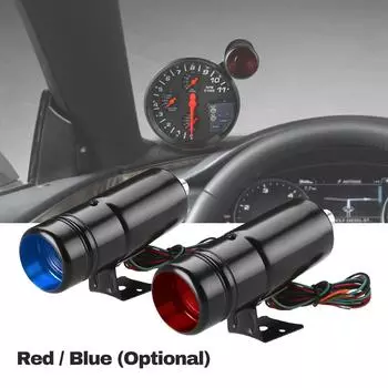 Регулируемый тахометр 1K-11K RPM Тахометр Алюминиевый Shift Голубой / Красный Светодиодный индикатор Черная поверхность красный