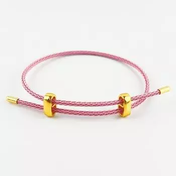 Регулируемый телескопический стальной трос 2 мм, ремешок для переноски, пряжка в виде восьмерки, браслет из трансферных бусин, мужской и женский, красная веревка, плетеная веревка DIY, с бусинами 23cm [Plug thick 2.5mm] 2mm pink finished product