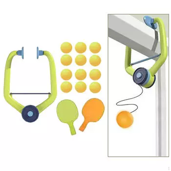 Регулируемый тренажер для настольного тенниса в помещении с ракетками и мячами для семейного отдыха Green Orange Rackets