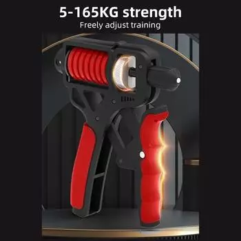 Регулируемый тренажер для силы хвата. Усилитель хвата для рук с эргономичной нескользящей ручкой и красный