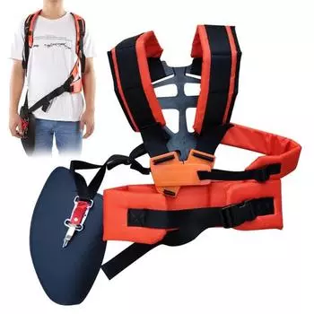 Регулируемый триммер с двойным плечевым ремнем, газонокосилка, кусторез, мягкий ремень чёрный/красный