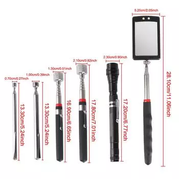 Регулируемый угол наблюдения с лампой, складное зеркало, автомобильная телескопическая линза обнаружения, магнитное выдвижное устройство захвата