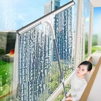 Регулируемый многофункциональный скребок для мытья окон с длинной ручкой 1,2 м для стеклянных душевых дверей, окон автомобилей, домашних зеркал, инструментов для чистки ванной комнаты серый