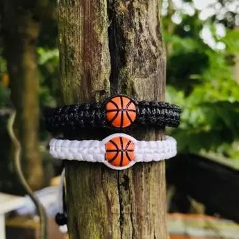 Регулируемый вдохновляющий баскетбольный браслет плетеная веревка для баскетбола для мужчин и женщин чёрный