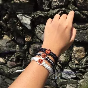 Регулируемый вдохновляющий баскетбольный браслет плетеная веревка для баскетбола для мужчин и женщин чёрный