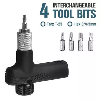 Регулируемый велосипедный динамометрический ключ, 4/5/6 Нм, Т-образный ключ, портативный комплект для обслуживания велосипеда чёрный