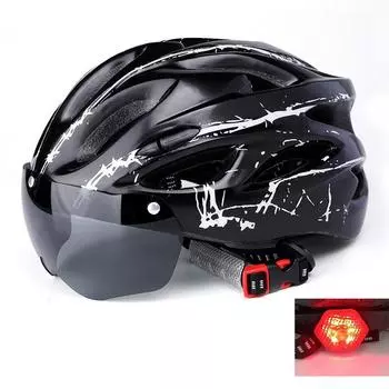 Регулируемый велосипедный шлем с очками и задним фонарем для шоссейных велосипедов Large