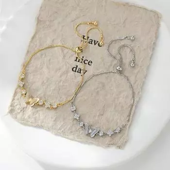 Регулируемый выдвижной браслет цирконий темперамент украшения для рук женские ракушки бабочки стильный женский браслет-цепочка идеальный подарок на 2024 год