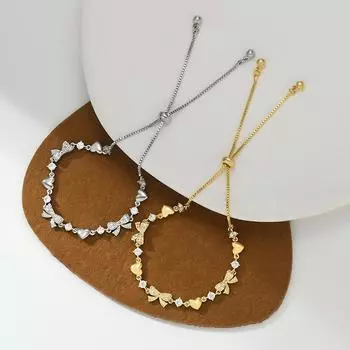 Регулируемый выдвижной браслет из циркония с бабочкой в форме сердца, стильный женский браслет-цепочка, идеальный подарок на 2024 год