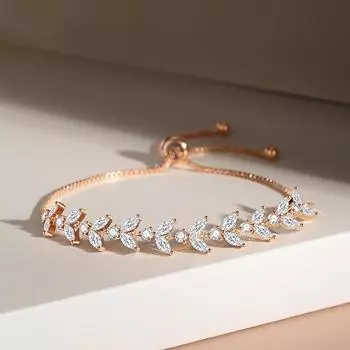 Регулируемый выдвижной браслет из розового золота и пшеницы, женские легкие роскошные модные ювелирные изделия из циркония