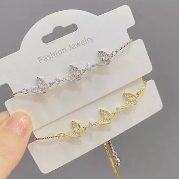 Регулируемый выдвижной браслет с бабочкой из циркония, простой, воздушный, индивидуальный, стильный женский браслет-цепочка, идеальный подарок на 2024 год