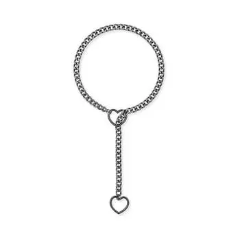 Регулируемый Y-образный кулон-слайдер из нержавеющей стали на цепочке - Геометрическое унисекс кубинское плетение для женщин и мужчин 26mm чёрный