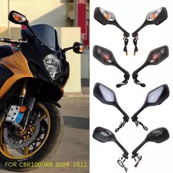 Регулируемый задний вид мотоцикла со встроенными светодиодными поворотниками, подходит для GSXR600 GSXR750 GSXR1000 K8 K9 2 шт. B жёлтый