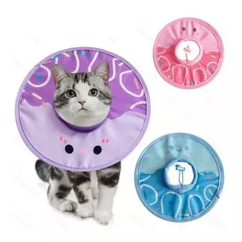 Регулируемый защитный конус для домашних животных, мультяшное кольцо для собак, электронное кольцо для защиты домашних животных после операции S синий