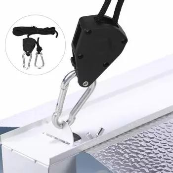 Регулируемый зажим для веревки, пластиковый шкив 1/8 дюйма для комплекта освещения для растений, 1 пара, прочный садовый крюк из цинкового сплава, подвесная веревка с храповым механизмом