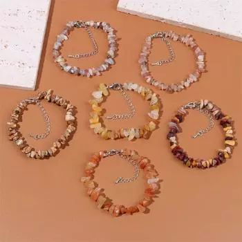 Регулируемый женский браслет из натурального гравия с обсидианом, комбинированный браслет, вечерние подарочные украшения 19cm