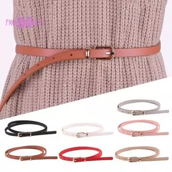 Регулируемый женский ремень с несколькими отверстиями, тонкий ремень из искусственной кожи с пряжкой из сплава, орнамент для одежды розовый