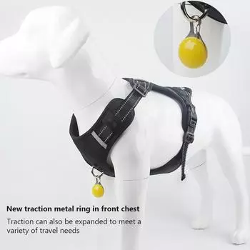 Регулируемый жилет для шлейки для собак маленьких и средних пород, не тянет, не позволяет сбежать, светоотражающий, легкий в использовании, для прогулок на свежем воздухе S чёрный