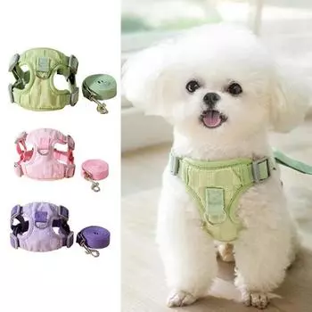Регулируемый жилет, комплект шлейки для собак, легкий, дышащий, удобный комплект шлейки для домашних животных для прогулок, пикников S зелёный