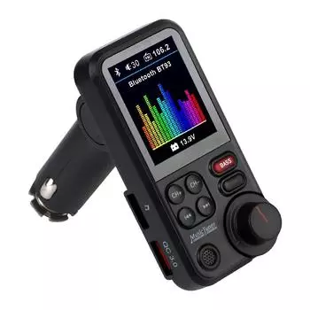 Регулируемый звук высоких и низких частот, автомобильный FM-передатчик, экран 1,8 дюйма, беспроводной адаптер BT для автомобиля, поддержка зарядки QC3.0 чёрный
