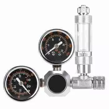 Регулятор CO2 для аквариума с двойным манометром, счетчиком пузырьков и обратным клапаном(Г5/8)