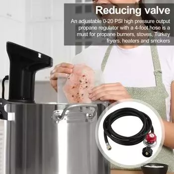 Регулятор пропана Регулируемый регулятор пропана высокого давления 0–20 фунтов на квадратный дюйм со шлангом типа QCC-1 США. Запасные части для фритюрницы с газовыми горелками и баллонами с пропаном чёрный